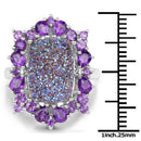 5.97 Carat Genuine Drusy Quartz and Amethyst .925 Sterling Silver Ring