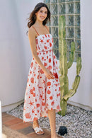 SO ME Shell Print Tiered Lined Midi Cami Dress With Belt