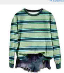 Fashionable Womens Fallwinter Casual Patchwork Striped Sweatshirt