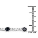 6.21 Carat Genuine Blue Sapphire and White Zircon .925 Sterling Silver Bracelet