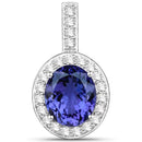 10.15 Carat Genuine Tanzanite and White Diamond 18K White Gold Pendant