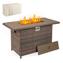 44.5 Inch Propane Fire Pit Table Rattan Gas 2-in-1 with Stainless Steel Burner