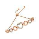 14K Rose Gold Plated .925 Sterling Silver Diamond Accent Circle and Heart Link Adjustable 6â€-10†Bolo Bracelet
