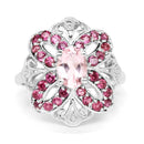 1.82 Carat Genuine Morganite & Rhodolite .925 Sterling Silver Ring