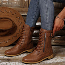 Round Toe Block Heels Boots