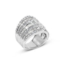 10K White Gold 2 1/2 Cttw Round and Baguette-Cut Diamond Multi-Row Bypass Ring (J-K Color, I2-I3 Clarity) - Ring Size 7