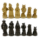 Chess Set  - Cats & Dogs Chess Pieces on Black/Birdseye Maple Chess Board