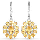12.24 Carat Genuine Citrine and White Topaz .925 Sterling Silver 3 Piece Jewelry Set (Ring, Earrings, and Pendant w/ Chain)