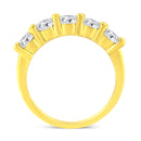 14K Yellow Gold Plated .925 Sterling Silver 1 1/2 Cttw Shared Prong Set Brilliant Round-Cut Diamond Anniversary or Wedding Band Ring (K-L Color, SI2-I1 Clarity) - Size 7