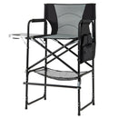 46 Inches Tall Directors Chair with Foldable Side Table and Footrest-Gray