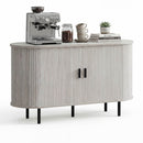 47 Inch Fluted Sideboard Buffet Cabinet with Tambour Sliding Doors and Metal Legs