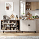 47 Inch Fluted Sideboard Buffet Cabinet with Tambour Sliding Doors and Metal Legs