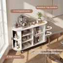 47 Inch Fluted Sideboard Buffet Cabinet with Tambour Sliding Doors and Metal Legs