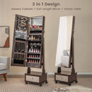 47 Inch Lockable Jewelry Cabinet Armoire with 3-Color LED Lights