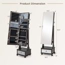 47 Inch Lockable Jewelry Cabinet Armoire with 3-Color LED Lights