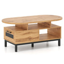 47 Inch Oval Coffee Table with Storage and Open Compartments for Living Room