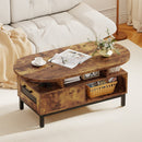 47 Inch Oval Coffee Table with Storage and Open Compartments for Living Room