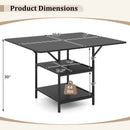 47 Inch Rectangular Dining Table with 2 Open Storage Shelves and Sturdy Metal Legs for 4-6