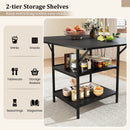 47 Inch Rectangular Dining Table with 2 Open Storage Shelves and Sturdy Metal Legs for 4-6