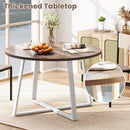 47 Inch Round Dining Table with Stable X-shaped Base and Round Thickened Tabletop