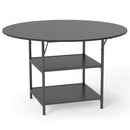 47 Inch Round Dining Table for 4-6 People Large Kitchen Table with 2-Tier Storage Shelves