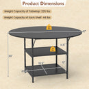 47 Inch Round Dining Table for 4-6 People Large Kitchen Table with 2-Tier Storage Shelves