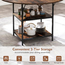 47 Inch Round Dining Table for 4-6 People Large Kitchen Table with 2-Tier Storage Shelves