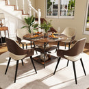 47 Inch Round Dining Table for 4-6 People Large Kitchen Table with 2-Tier Storage Shelves