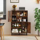 47 Inch Storage Cabinet Freestanding Bookcase with 2 Doors and 4 Open Shelves