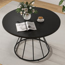 47 Inches Round Dining Table for 4 Farmhouse Kitchen Table with Wooden Tabletop