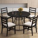 47 Inches Round Dining Table for 4 Farmhouse Kitchen Table with Wooden Tabletop
