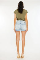 Kancan High Rise Raw Hem Denim Shorts
