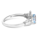 Sterling Silver Blue Topaz Heart Claddagh Ring