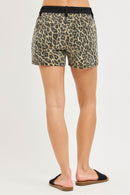 RISEN High Rise Leopard Shorts with Contrast Waistband