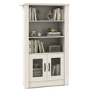 4-Tier Bookcase with Fluted Glass Doors 48.5" White Oak