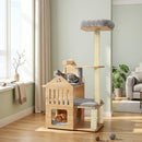 Multi-Level Solid Wood Cat Tree 48.5" with Condo & Scratchers