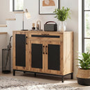 48 Inch Sideboard Buffet Cabinet with Drawer and Metal Legs-Natural