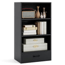 48 Inch Tall 4 Tiers Wood Bookcase with Drawer-Gray