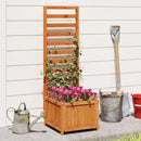 48 Inch Wood Raised Garden Bed with Trellis with Drainage Holes-Natural