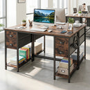 48-Inch Computer Desk with Power Outlet & 4 Fabric Drawers