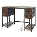 48-Inch Computer Desk with Power Outlet & 4 Fabric Drawers