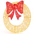 48 Inch Pre-Lit Lighted Christmas Mesh Wreath with Bow and 200 LED Bulbs
