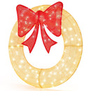 48 Inch Pre-Lit Lighted Christmas Mesh Wreath with Bow and 200 LED Bulbs