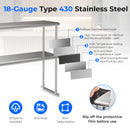 48 x 12 Inch Kitchen Stainless Steel Overshelf with Adjustable Lower Shelf