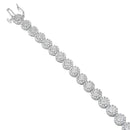 14K White Gold 2.00 Cttw Diamond Halo Link Tennis Bracelet (H-I Color, I1-I2 Clarity) - 7" Inches
