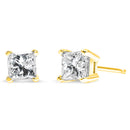 14K Yellow Gold 3/8 Cttw Princess-Cut Square Near Colorless Diamond Classic 4-Prong Solitaire Stud Earrings (J-K Color, SI1-SI2 Clarity)