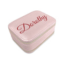 Personalized Zippered Travel Jewelry Case with Name - Pink or Blue