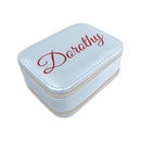 Personalized Zippered Travel Jewelry Case with Name - Pink or Blue