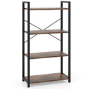 4-Tier Bookshelf with Heavy Duty Metal Frame Industrial Display Shelf-Rustic Brown