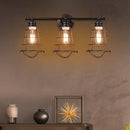 3-Light Vanity Lamp Bathroom Fixture with Metal Wire Cage